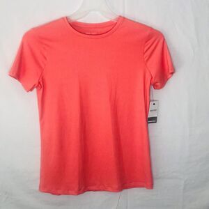 Nine West Womens T-Shirt Coral Short Sleeve Crew Neck Stretch Ribbed S New
